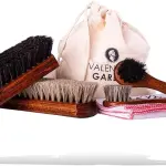 Shoe Care Kit – 6 Piece Set with Horsehair Brushes, Applicators & Cotton Cloth – Leather Shoe Cleaning & Polishing Kit – Made in Germany
