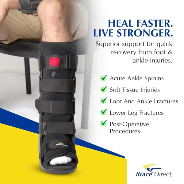 Brace Direct Tall Air CAM Walker Fracture Boot Aircast Boot for Foot & Ankle Injuries, Fractures & Surgery (X-Large - US Shoe Men 13+ / Women 14+)