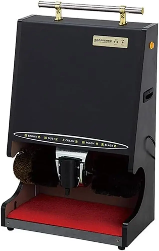 Fully Automatic Shoe Polisher, Household Electric Shoe Brush, Hotel Stainless Automatic for Boots Cleaning/Polishing,Black,Black