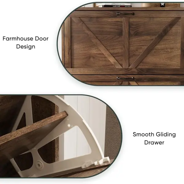 Smart FENDEE Shoe Cabinet, Shoe Storage Cabinet for Entryway with 2 Flip Drawers, Narrow Farmhouse Shoe Organizer Cabinet, Slim Shoe Rack Cabinet, 31.5in Walnut