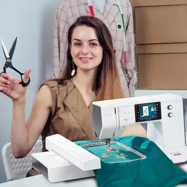 Bernette B79 Sewing and Embroidery Machine with 8-Piece Feet Set | Touchscreen Display LED Light | Quilting Kit with Needle Threader Bobbins Hoops Extension Table Home Sewing Accessories