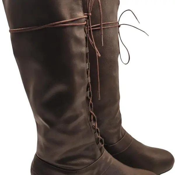 Men's Renaissance Boots Medieval Cosplay Boots Halloween Vintage Stage Pirate Viking Tied Shoes