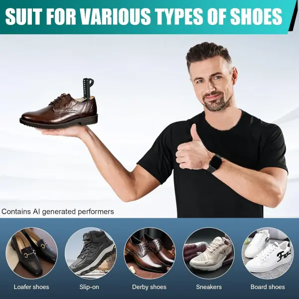 EchoDone 5 Pairs Practical Adjustable Length Men Shoe Tree Shoe Stretcher Boot Holder Shaper Support (Black Color)