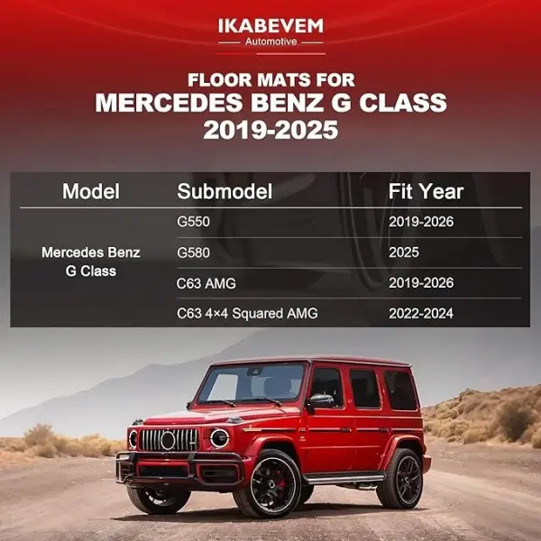 Original Floor Mats & Trunk Mat for 2019-2025 2026 Mercedes-Benz G Class/G550/G580/AMG G63 SUV Accessories - Custom Fit All Weather TPE Floor Liners 1st & 2nd Row & Trunk Mat, Black