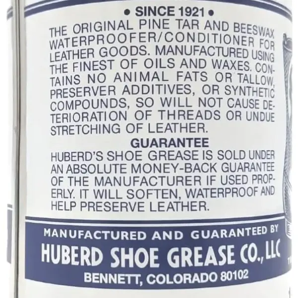 Huberd's Shoe Grease 16 oz, Leather Conditioner and Waterproofer for Boots, Shoes, Saddles, and Gear. Beeswax and Pine Tar Formula. Since 1921.