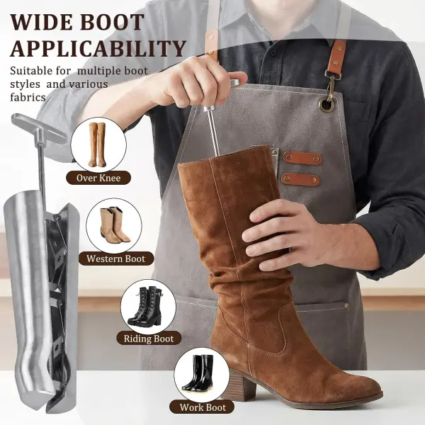 Professional Aluminum Boot Stretcher for Women and Men Wide Calf Boot Stretcher Tool Relieves Tightness for Cowboy Tall Leather Western Work Hiking Boots