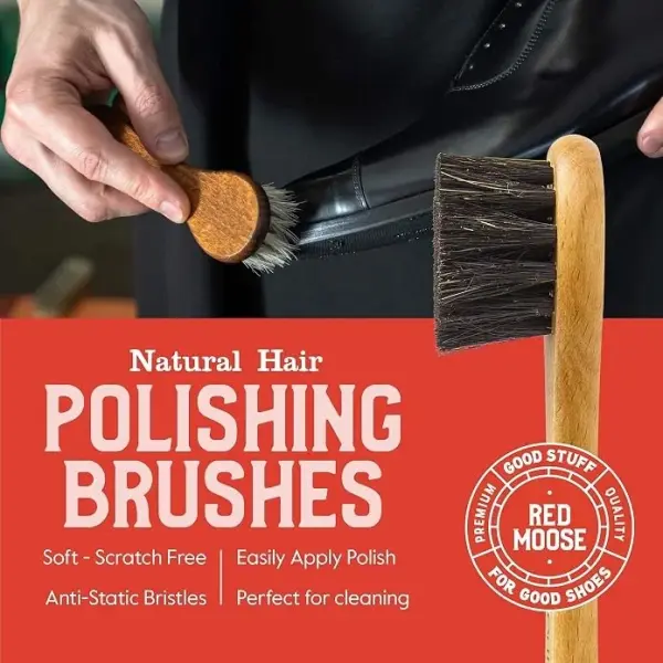 RED MOOSE Shoe Cleaning Kit for Leather Shoes – Black Shoe Polish Kit with Cream, Brushes, Cloth, and Travel Case – USA Made