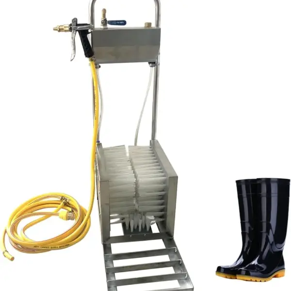 Stainless Steel Boot Scrubber & Shoe Cleaner Tool, 3-Sided Brush & Water Spray for Outdoor Footwear Cleaning, Ideal for Farms, Ranches, Livestock & Heavy-Duty Use