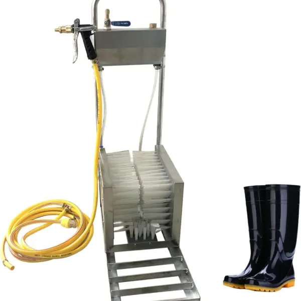 Stainless Steel Boot Scrubber & Shoe Cleaner with Water Spray Gun, Heavy-Du Brush for Farms, Ranches & Construct Sites, Footwear Cleaning Tool