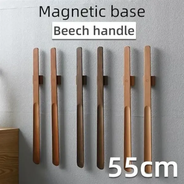 55CM Magnetic Wooden Shoehorn - Long Handle Shoe Helper for Men & Women, Perfect for Seniors, Comfort Grip, Effortless Footwear Access & Easy Slip-On Solution