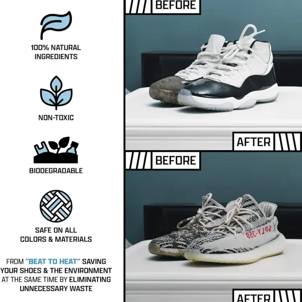 FACTORY LACED Sneaker Care Kit — Shoe Cleaner with Deodorizer & Water Repellent Spray, 2 Brushes & Microfiber Towel — Works on Jordan, Nike, Adidas — Leather, Suede, Canvas & Mesh