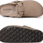 KIDMI Genuine Suede Clogs for Women Men Cork Footbed Sandals Leather Mules Potato Shoes with Arch Support