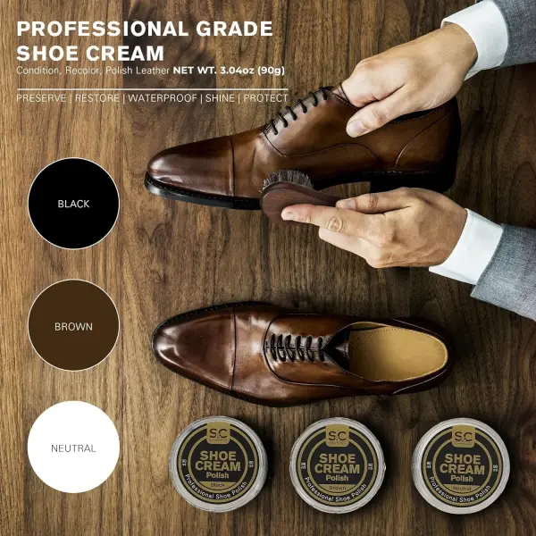Stone and Clark Original Shoe Polish & Care Kit - Leather Shoe Shine Kit for Men & Women