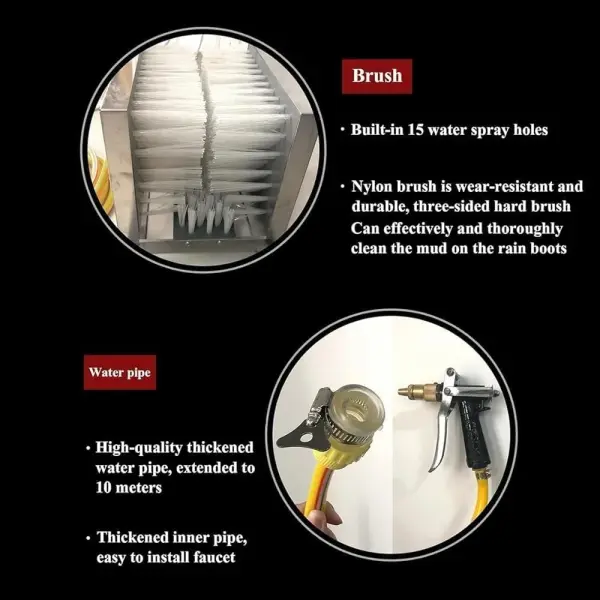 Stainless Steel Farm Boot Scrubber, Heavy-Duty Shoe Brush with Water Spray Cleaner