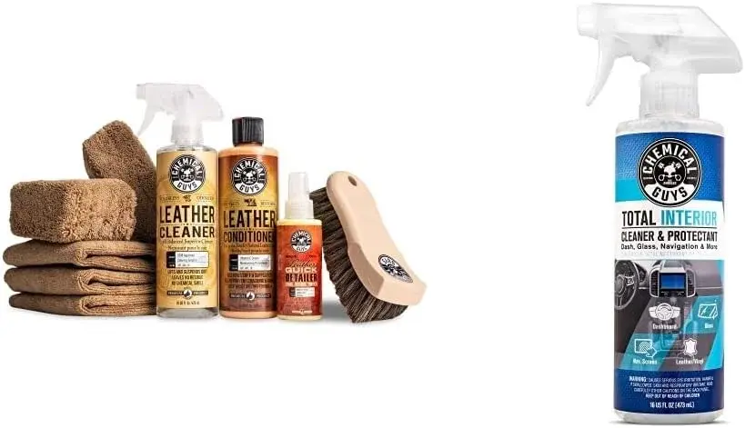 Chemical Guys Leather and Interior Cleaner Kit with Conditioner, Protectant and Accessories