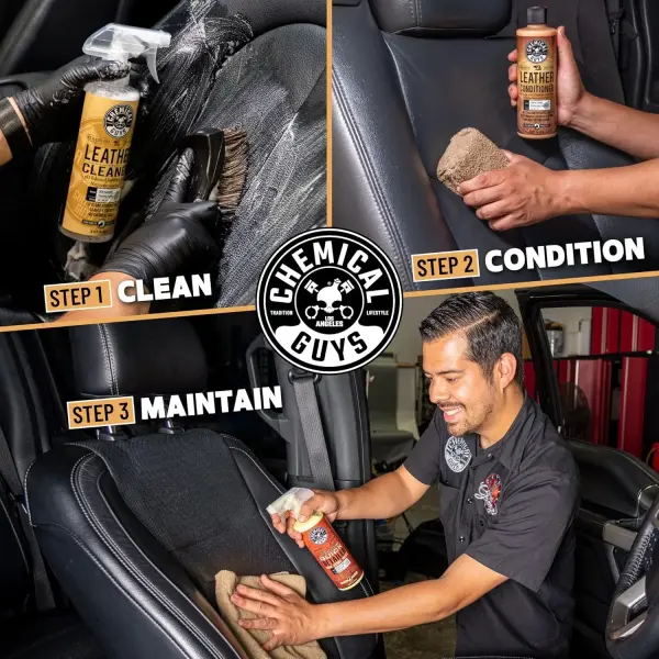 Chemical Guys Leather and Interior Cleaner Kit with Conditioner, Protectant and Accessories