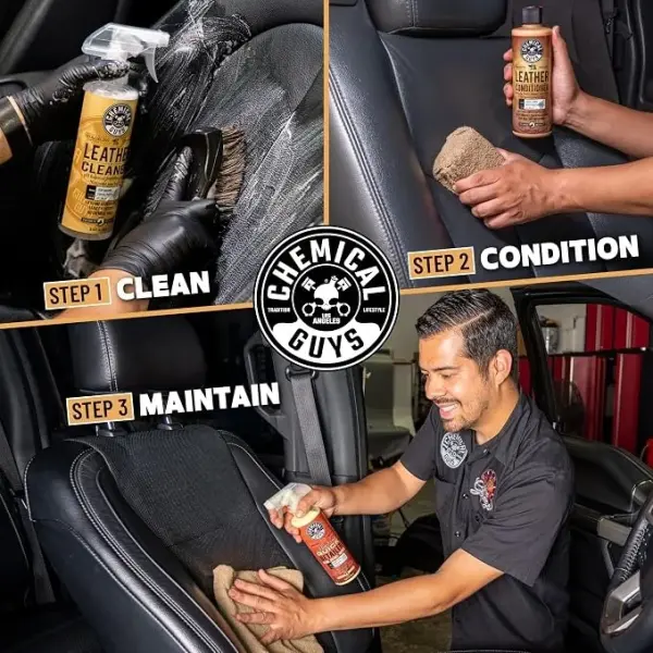 Chemical Guys Leather and Interior Cleaner Kit with Conditioner, Protectant and Accessories