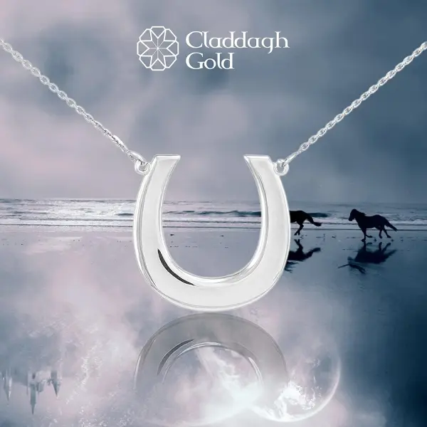 925 Sterling Silver Lucky Horseshoe Pendant Necklace