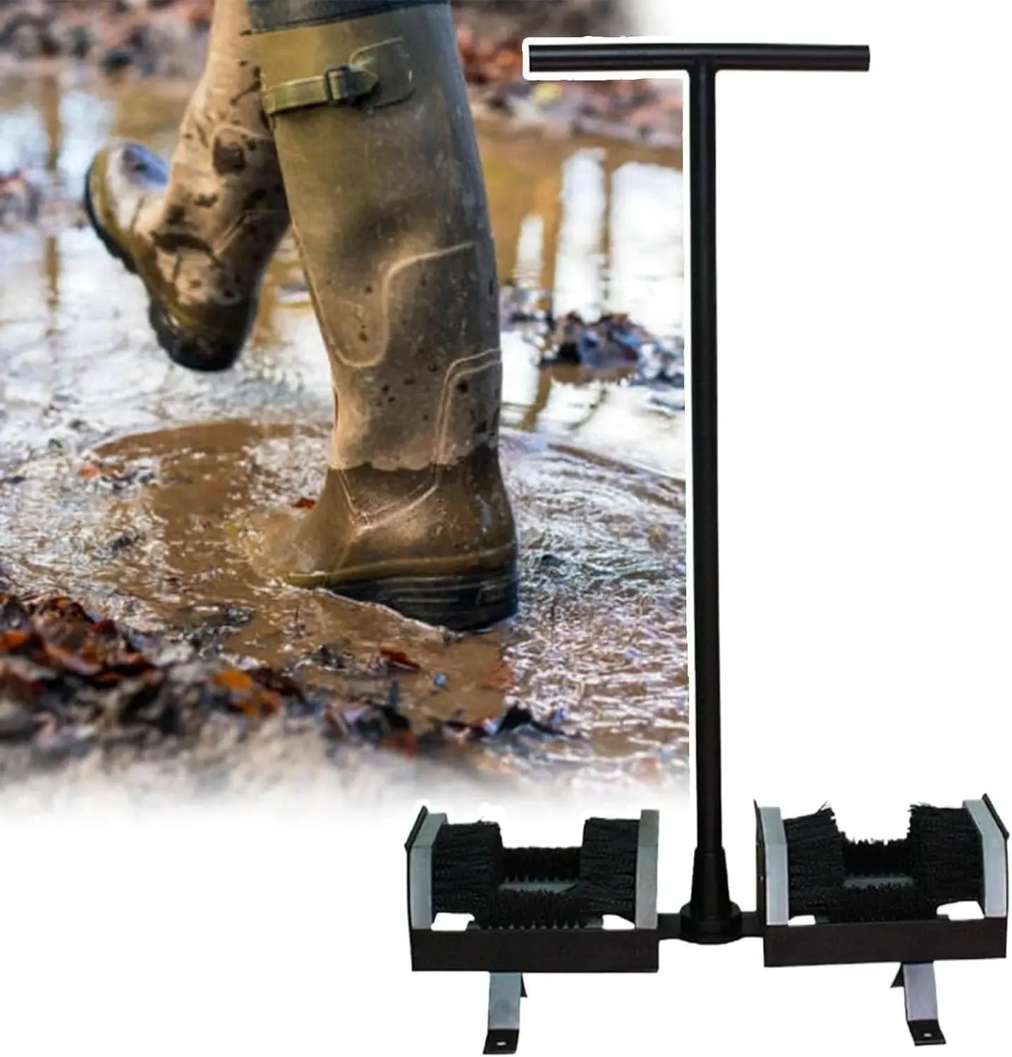 Heavy Duty Boot Scraper Brush with Anti-Slip Handle & Nylon Bristles - Efficient Mud Removal & Deep Cleaning Tool for Farmhouse, Garden, Outdoor Use