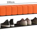 Velvet Shoe Storage Bench with Padded Seat for Entryway and Bedroom 2 Tier Shoe Rack Bench with Ottoman Black Metal Frame Stylish and Functional Organizer for Shoes and Accessories