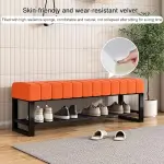Velvet Shoe Storage Bench with Padded Seat for Entryway and Bedroom 2 Tier Shoe Rack Bench with Ottoman Black Metal Frame Stylish and Functional Organizer for Shoes and Accessories