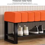 Velvet Shoe Storage Bench with Padded Seat for Entryway and Bedroom 2 Tier Shoe Rack Bench with Ottoman Black Metal Frame Stylish and Functional Organizer for Shoes and Accessories