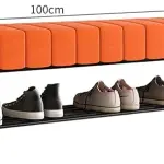Velvet Shoe Storage Bench with Padded Seat for Entryway and Bedroom 2 Tier Shoe Rack Bench with Ottoman Black Metal Frame Stylish and Functional Organizer for Shoes and Accessories