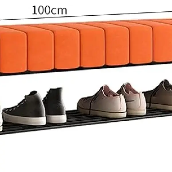 Velvet Shoe Storage Bench with Padded Seat for Entryway and Bedroom 2 Tier Shoe Rack Bench with Ottoman Black Metal Frame Stylish and Functional Organizer for Shoes and Accessories
