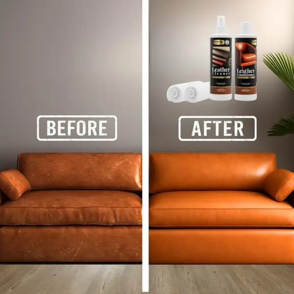 MASTERGUARD Leather Care Pack – Water-Based, Non-Toxic Cleaner & Conditioner with 2 Microfiber Cloths – Cleans, Conditions & Protects Leather Furniture, Car Seats & Accessories