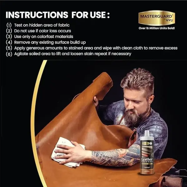 MASTERGUARD Leather Care Pack – Water-Based, Non-Toxic Cleaner & Conditioner with 2 Microfiber Cloths – Cleans, Conditions & Protects Leather Furniture, Car Seats & Accessories