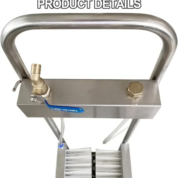 Farm Boot Scrubber with 3-Sided Brushes & Water Spray | Stainless Steel Shoe Cleaner Tool | Heavy-Duty Footwear Scraper for Livestock, Farm & Ranch Use