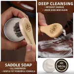 11 PCS Leather Care Kit - Horsehair Brushes,Saddle Soap,Waterproofing Wax,Mink Oil Conditioner,Polishing Cloth,Microfiber cloth,Boot Shoe Shine Cleaning Kit Gift for Men Cowboy Husband Dad ﻿