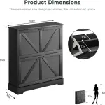 Smart FENDEE Shoe Cabinet, Shoe Storage Cabinet for Entryway with 2 Flip Drawers, Narrow Farmhouse Shoe Organizer Cabinet, Slim Shoe Rack Cabinet, 31.5in Black