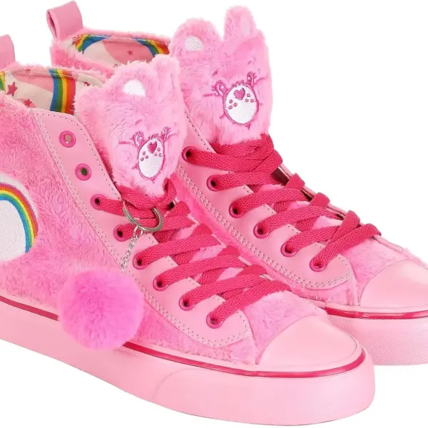 Care Bears Adult Pink Cheer Bear Shoes with Faux Fur and Embroidered Details
