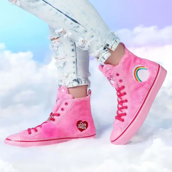 Care Bears Adult Pink Cheer Bear Shoes with Faux Fur and Embroidered Details