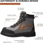BASSDASH Men’s Wading Boots Lightweight Anti-Slip Rubber Sole Fly Fishing Wading Shoes