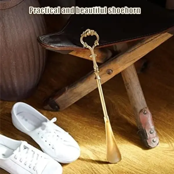 Premium Long Handle Brass Shoehorn for Seniors, Adults, Pregnant Women Effortless Shoe Access Aid, Handmade Quality Tool for Easy Home Entry, Durable Shoe Spoon for Everyday Use,A1