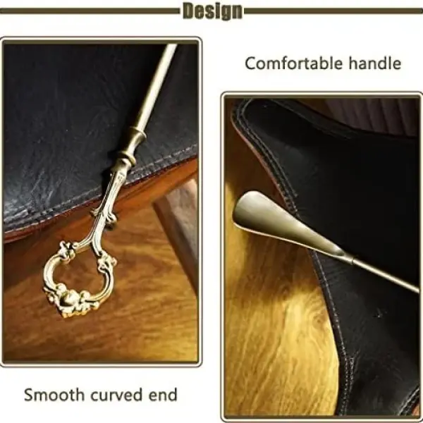 Premium Long Handle Brass Shoehorn for Seniors, Adults, Pregnant Women Effortless Shoe Access Aid, Handmade Quality Tool for Easy Home Entry, Durable Shoe Spoon for Everyday Use,A1