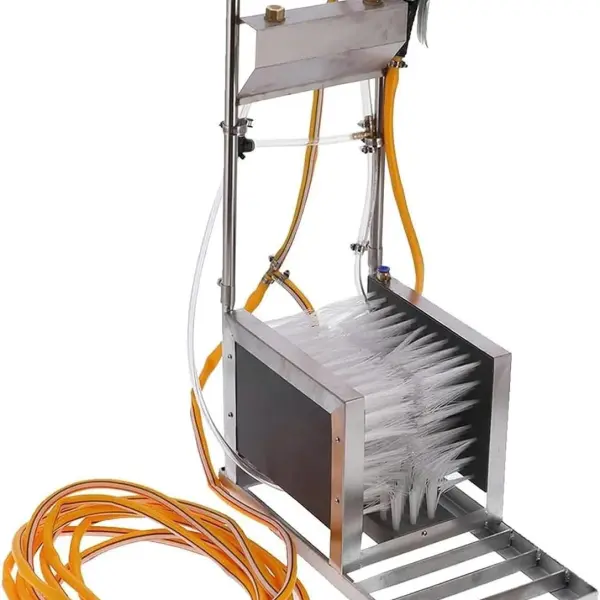 Stainless Steel Boot Scraper & Footwear Cleaner with Automatic Scrubber, Mud Remover Brush & Water Spray Gun for Livestock Farms, Durable Shoe Cleaning Tool