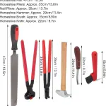 Haofy 6PCS Farrier Hoof Trim Tools, Alloy Professional Horseshoe Pliers, Durable Horseshoe File, Hoof Care Kit for Horses, Donkeys, Cows