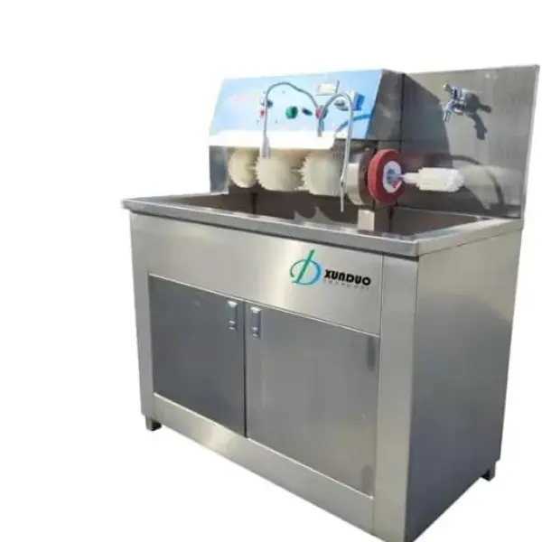 Xunduo Professional Shoe Cleaning Machine, Commercial Stainless Steel, Automatic Brush System with Storage Cabinet
