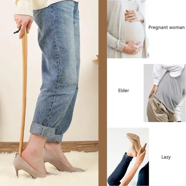 Extra Long Shoe Horn for Men - Classic Wooden Lifter, Easy Smooth Shoe Spoon with Lanyard, Perfect for Seniors & Elderly - 68x4.3cm Comfort Tool