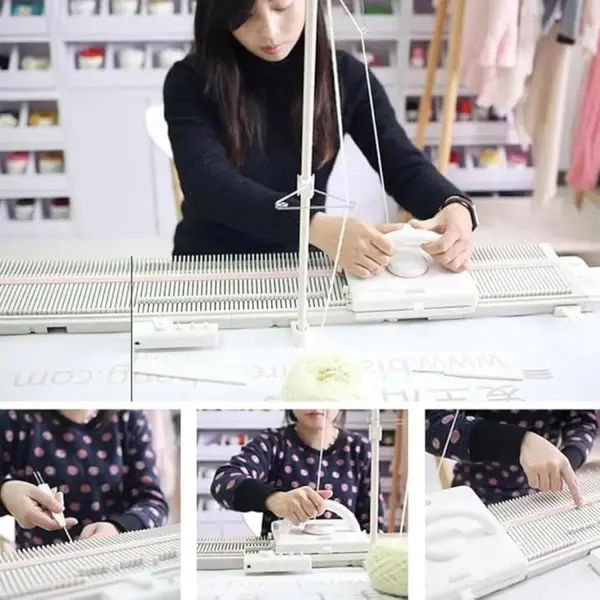 Automatic Knitting Machine Kit - 150 Stitches, 6.5mm Gauge, Easy-to-Use Plastic Sewing Tool for Sweaters, Scarves & Hats - Complete with Accessories for Home Crafting