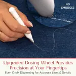 Fabric Markers for Sewing – Ergonomic Tailors Chalk Pen with Improved Dosing Wheel for Sharp Lines - Washable Sewing Chalk Marking Pens that are Compatible with Most Fabrics - White and White 2 Pack