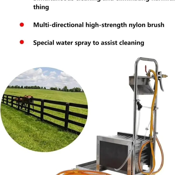 Heavy-Duty Rain Shoe Scrubber & Boot Brush, Automatic Stainless Steel Mud Remover with Water Spray Gun, All-Weather Industrial Shoe Cleaner for Farm & Livestock Care