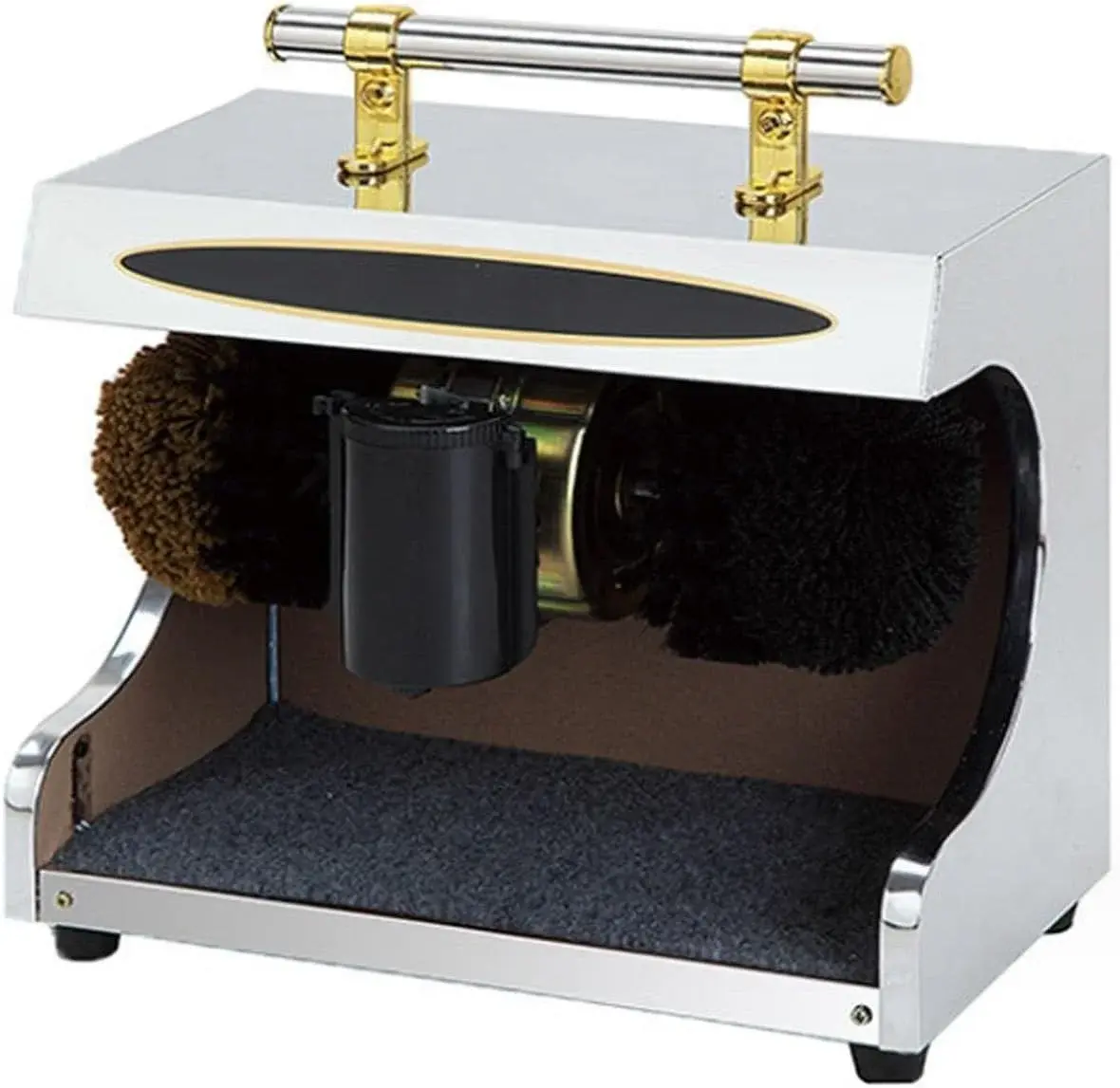 Automatic Electric Shoe Polisher Machine, Low Noise Commercial Shoes Shine Machine with Soft & Hard Brushes, Easy Clean Shoe Polisher for Home Office Hotel,A-110V