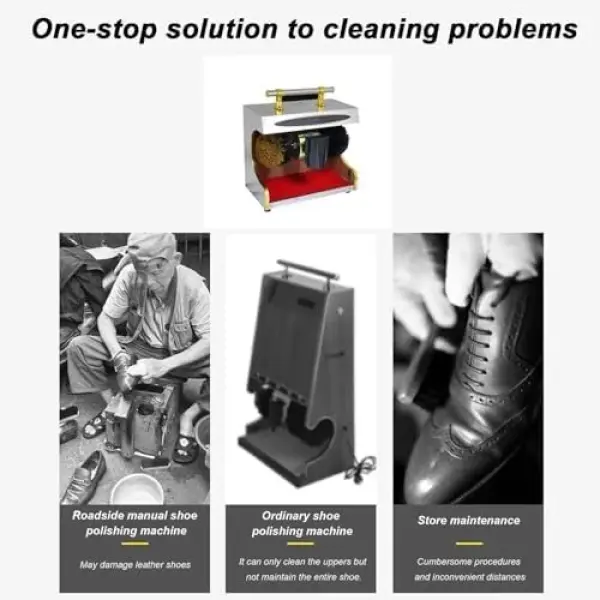Automatic Electric Shoe Polisher Machine, Low Noise Commercial Shoes Shine Machine with Soft & Hard Brushes, Easy Clean Shoe Polisher for Home Office Hotel,A-110V