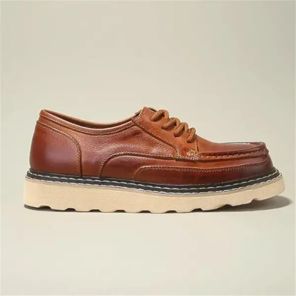 Men's Thick-Soled Board Shoes Brushed Color Design British Retro-Style Waxed Lace-up Foot Pedal Suitable for Daily Travel Attendance to School Work