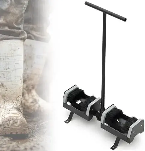 Heavy-Duty Boot Cleaner Brush - Floor-Mount Scraper and Scrubber with Handle for Easy Dirt Removal from Shoes and Boots