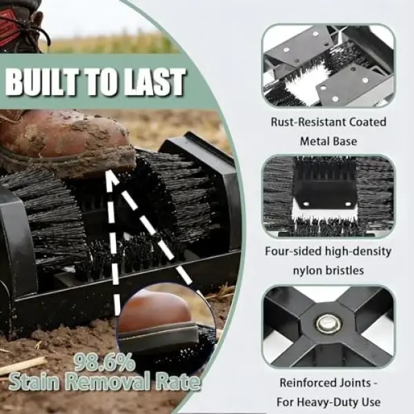 Heavy-Duty Boot Cleaner Brush - Floor-Mount Scraper and Scrubber with Handle for Easy Dirt Removal from Shoes and Boots